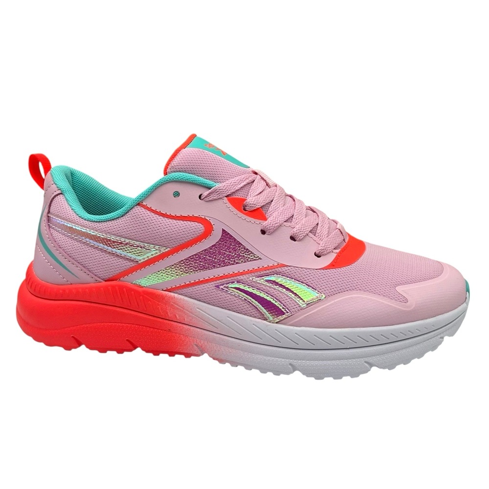 Reebok Youth Big Girls Rush Sneakers Size 7 Cherry Blossom Orange Aqua Lace Up - Picture 12 of 12